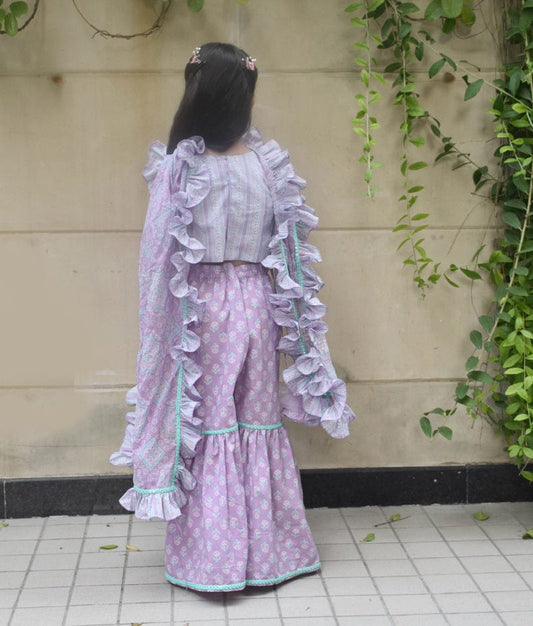 Lilac Printed Top with Sharara