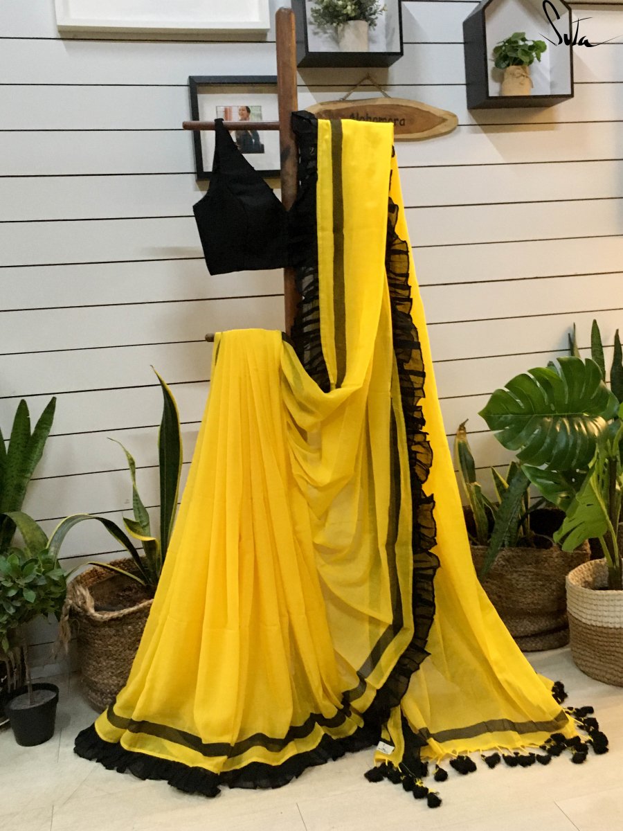 Pleats or ruffles on yellow - Suta Bombay