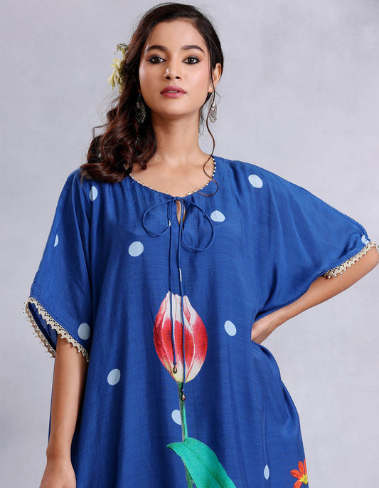 Electric Blue Cotton Silk Sunehri kurta set