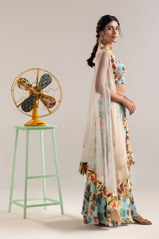 Aarani embroidered palazzo set with a cape