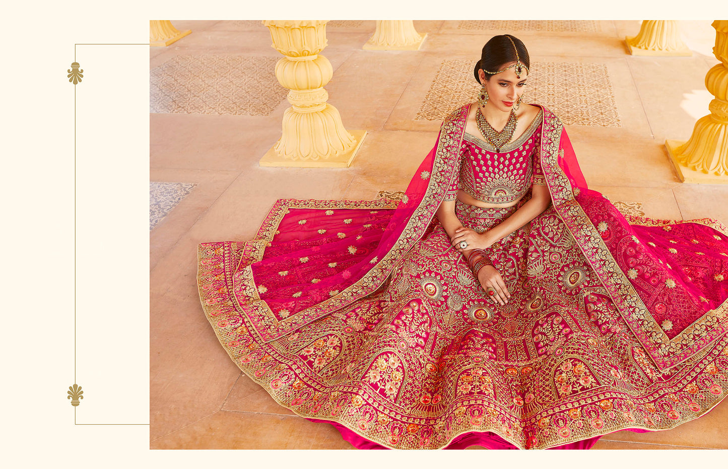 Alluring Pink Color Velvet Bridal Lehenga