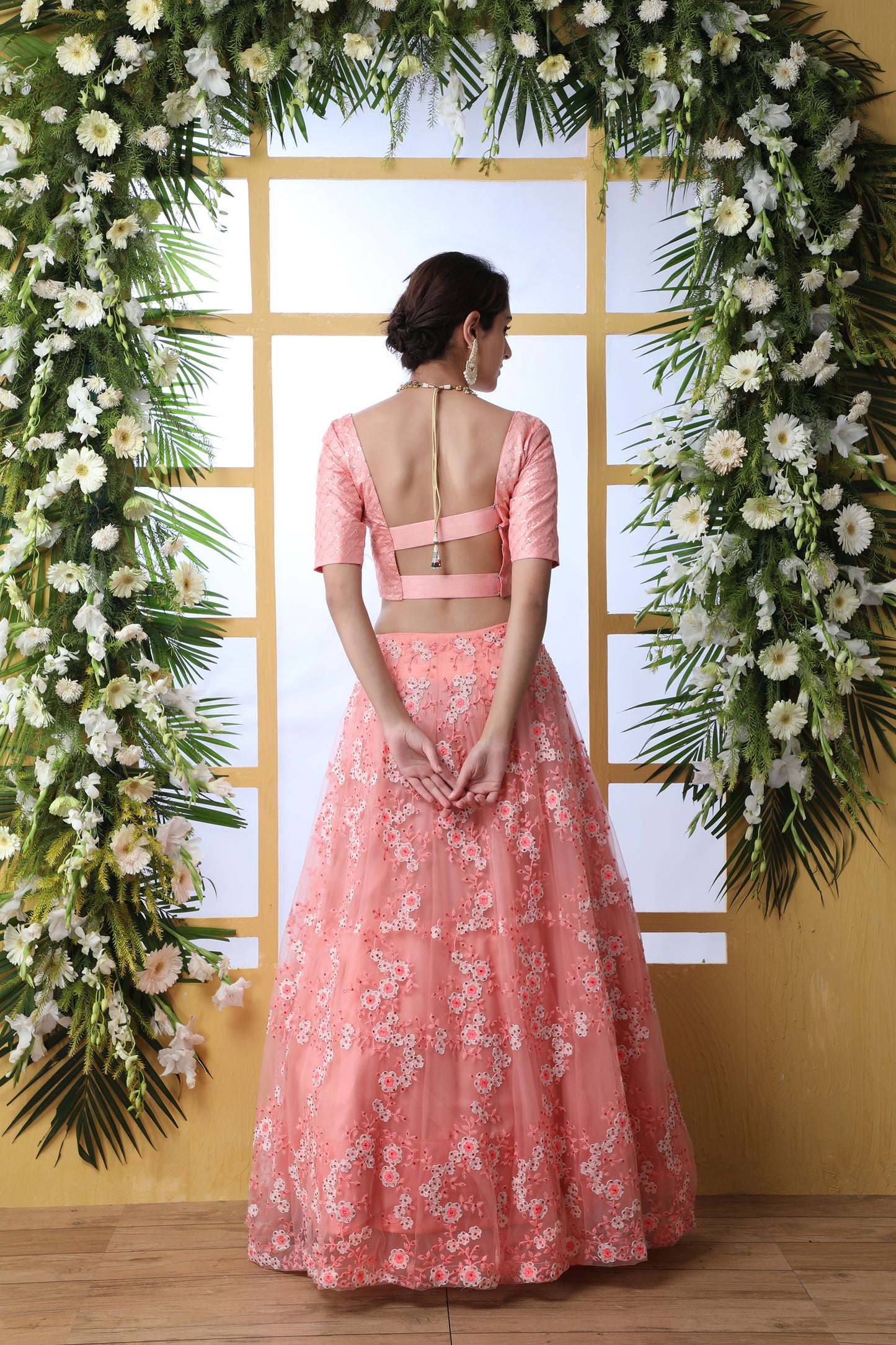 Peach Color Art Silk Lehenga for Wedding Guest 1243