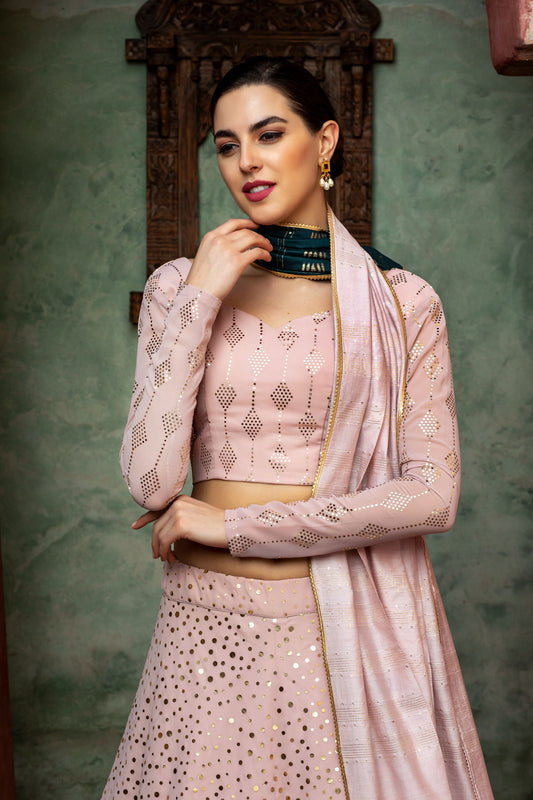 Dusty Pink Georgette Lehenga