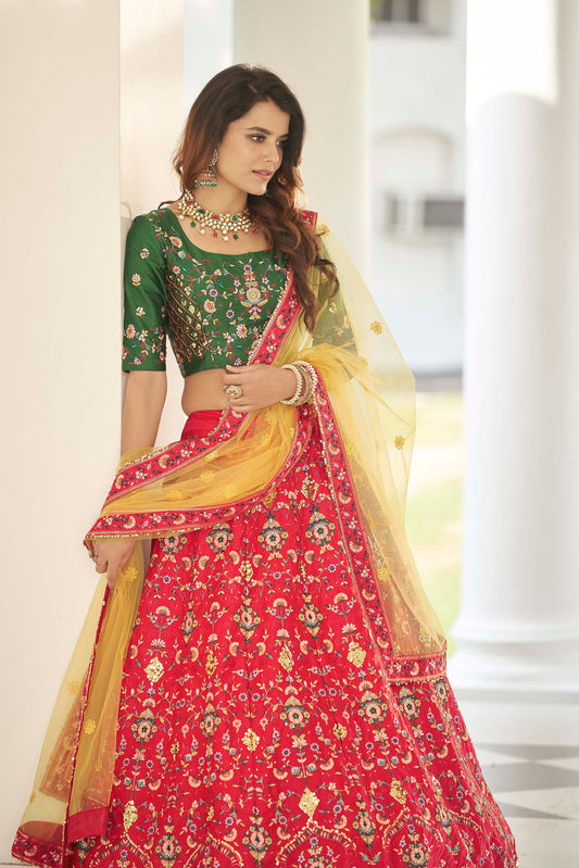 Red & Green Sequins Embroidery Lehenga for Bridesmaid 1992