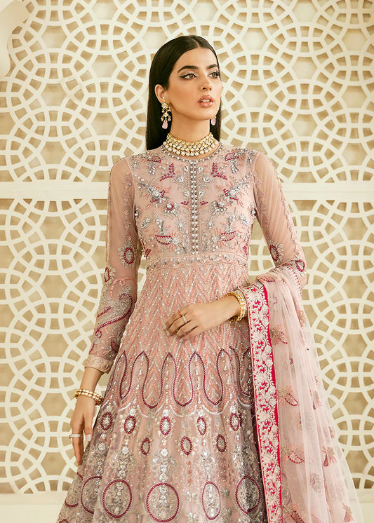 Pink Color Net Heavy Embroidered Anarkali