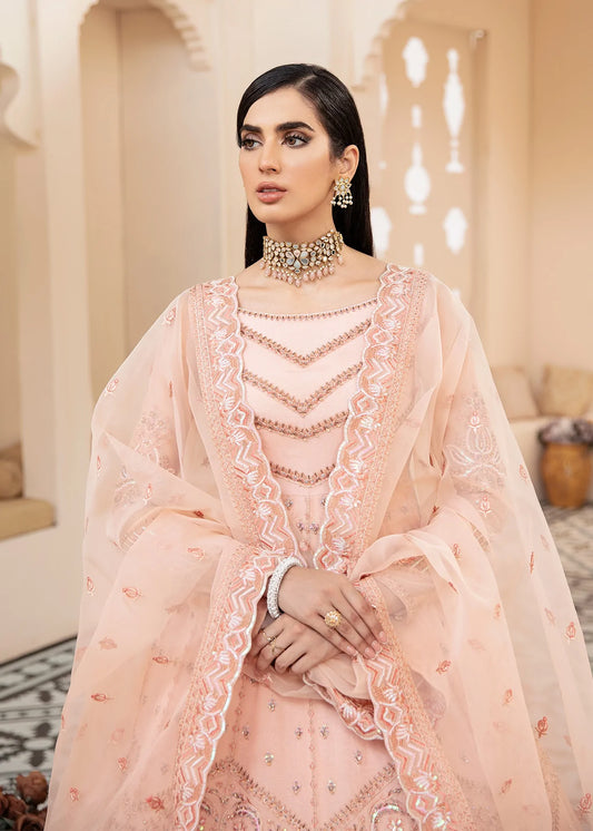 Peach Embroidered Organza Bridal Anarkali