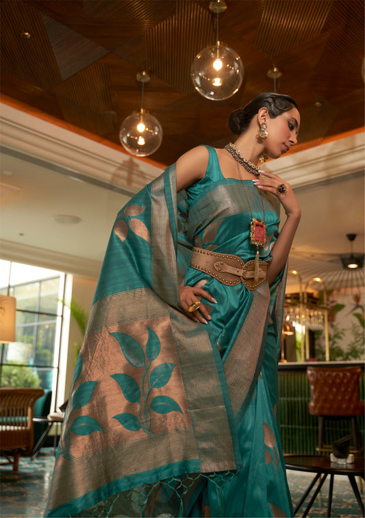 Green Banarasi Silk Partywear Saree