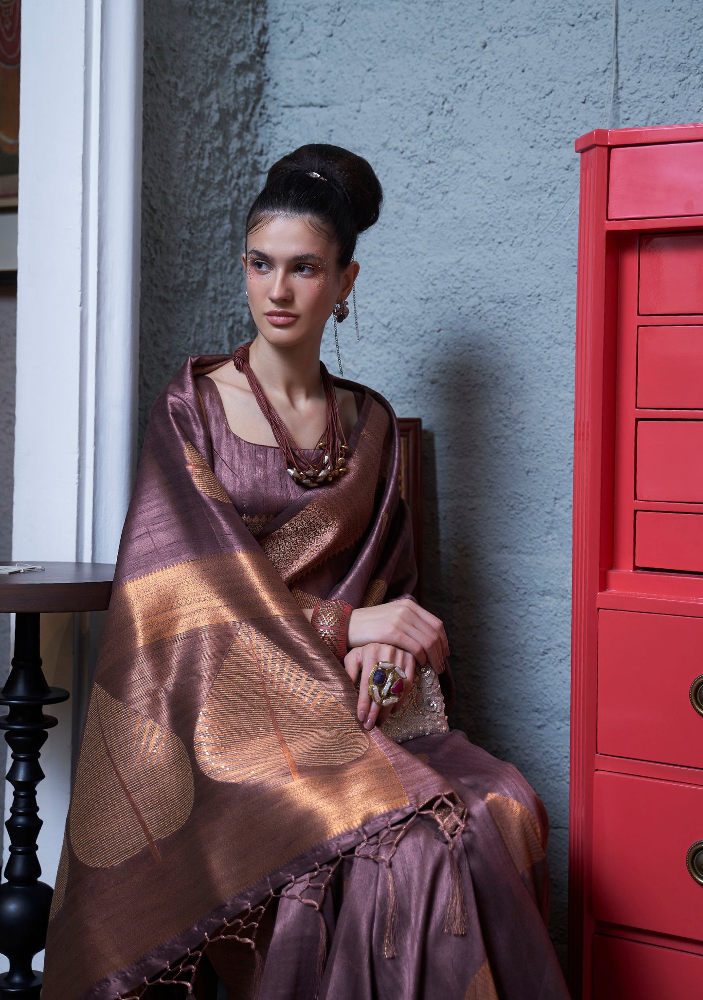 Purple Banarasi Silk Zari Woven Saree