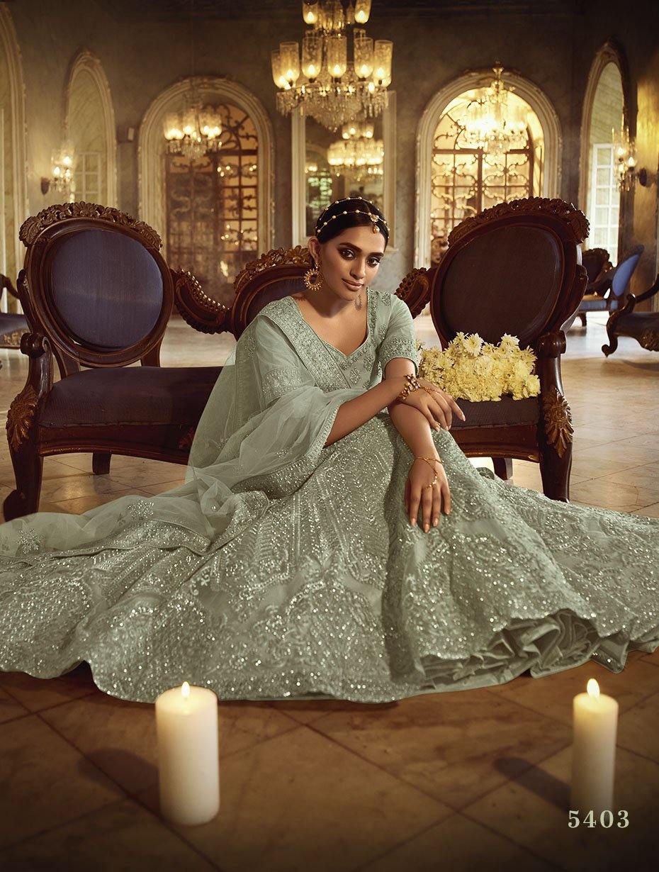 Green Fabric Bridal Lehenga - Glamou al