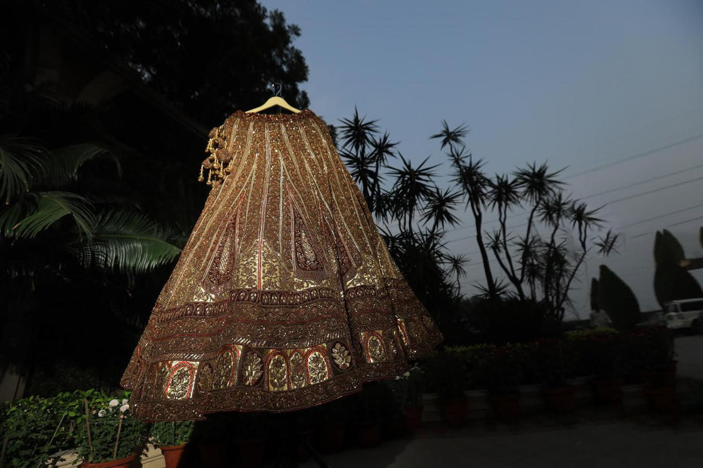 Designer Mehendi Net and Micro Velvet Hand Embroidered Gota Bridal Lehenga