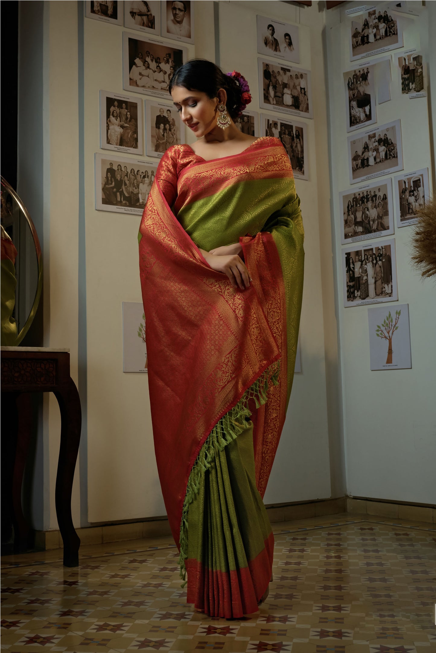 Green Golden Zari Kanjeevaram Silk Saree