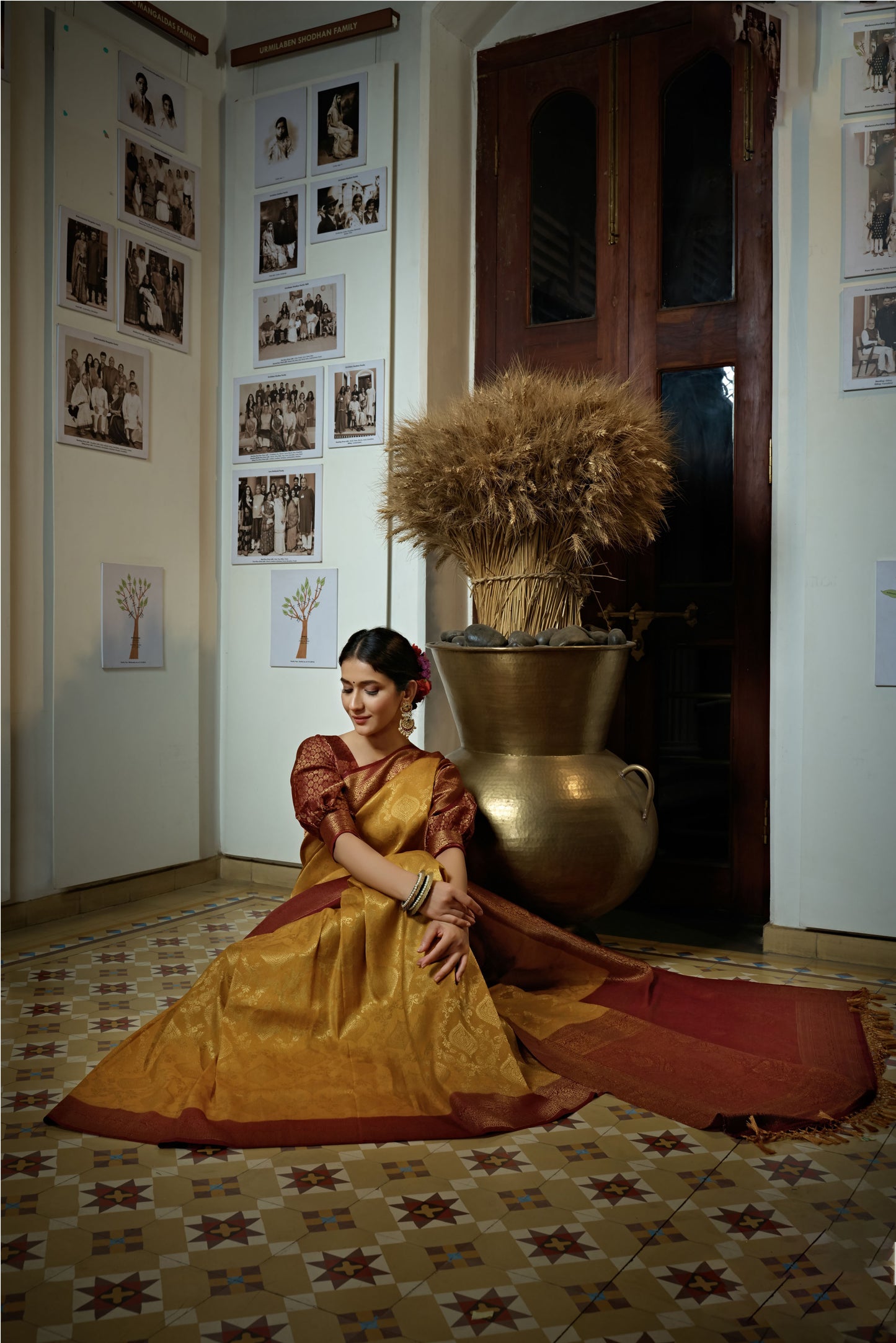 Yellow Golden Zari Kanjeevaram Silk Saree
