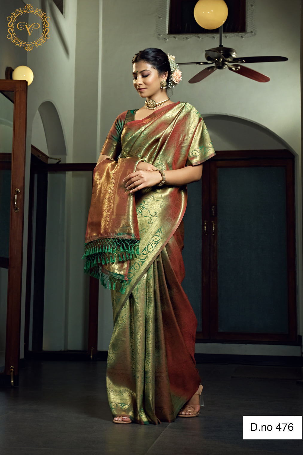 Olive Green Color Zari Work Kanjeevaram Silk Saree