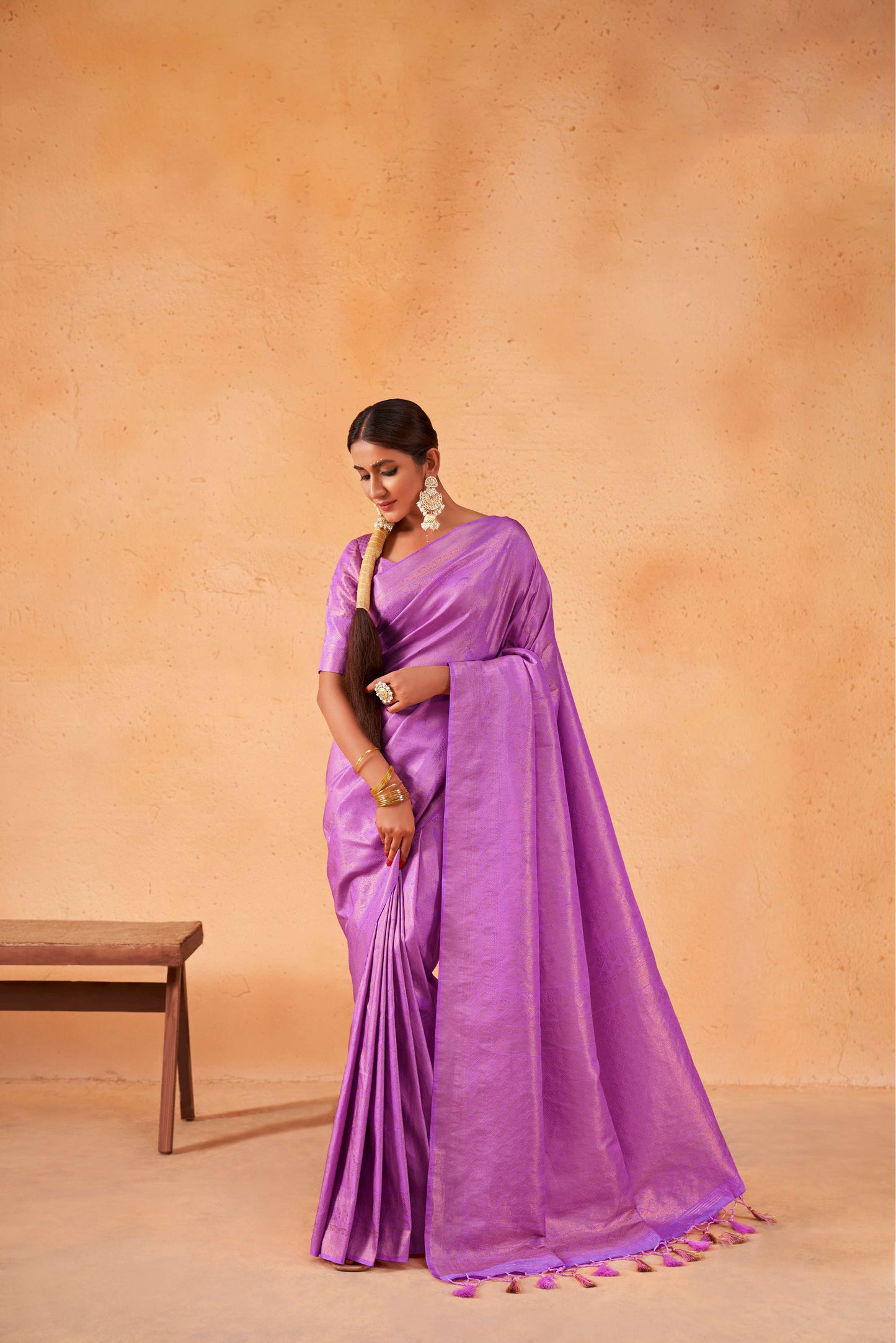 Purple Gold Zari Kanjeevaram Silk Saree
