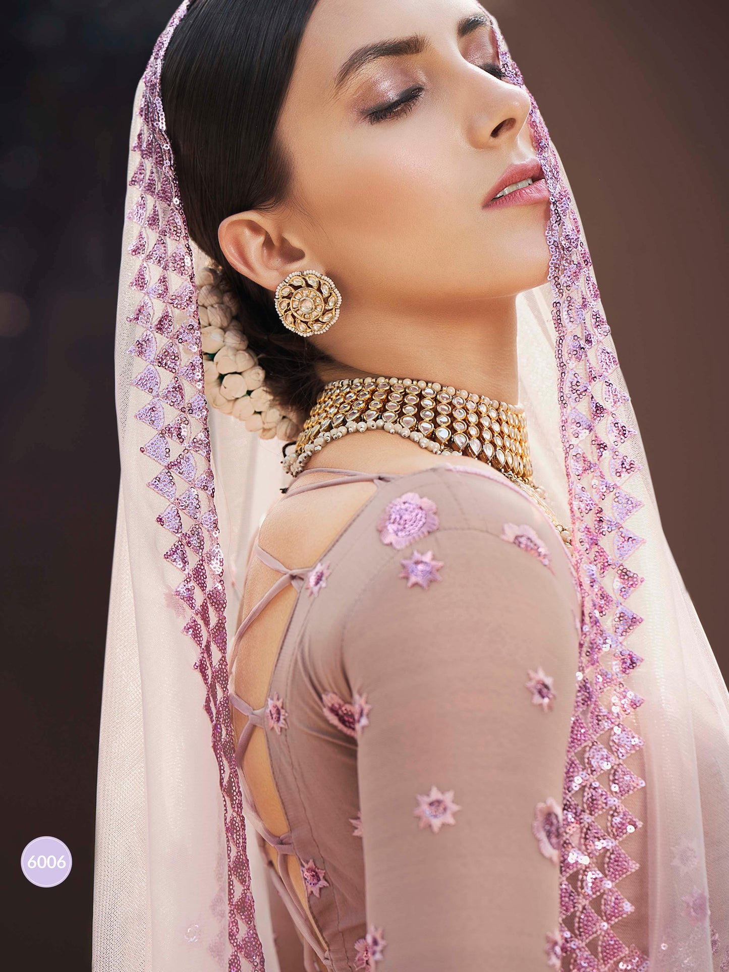 Lilac Soft Net Embroidered Lehenga Choli Set - - Glamou al