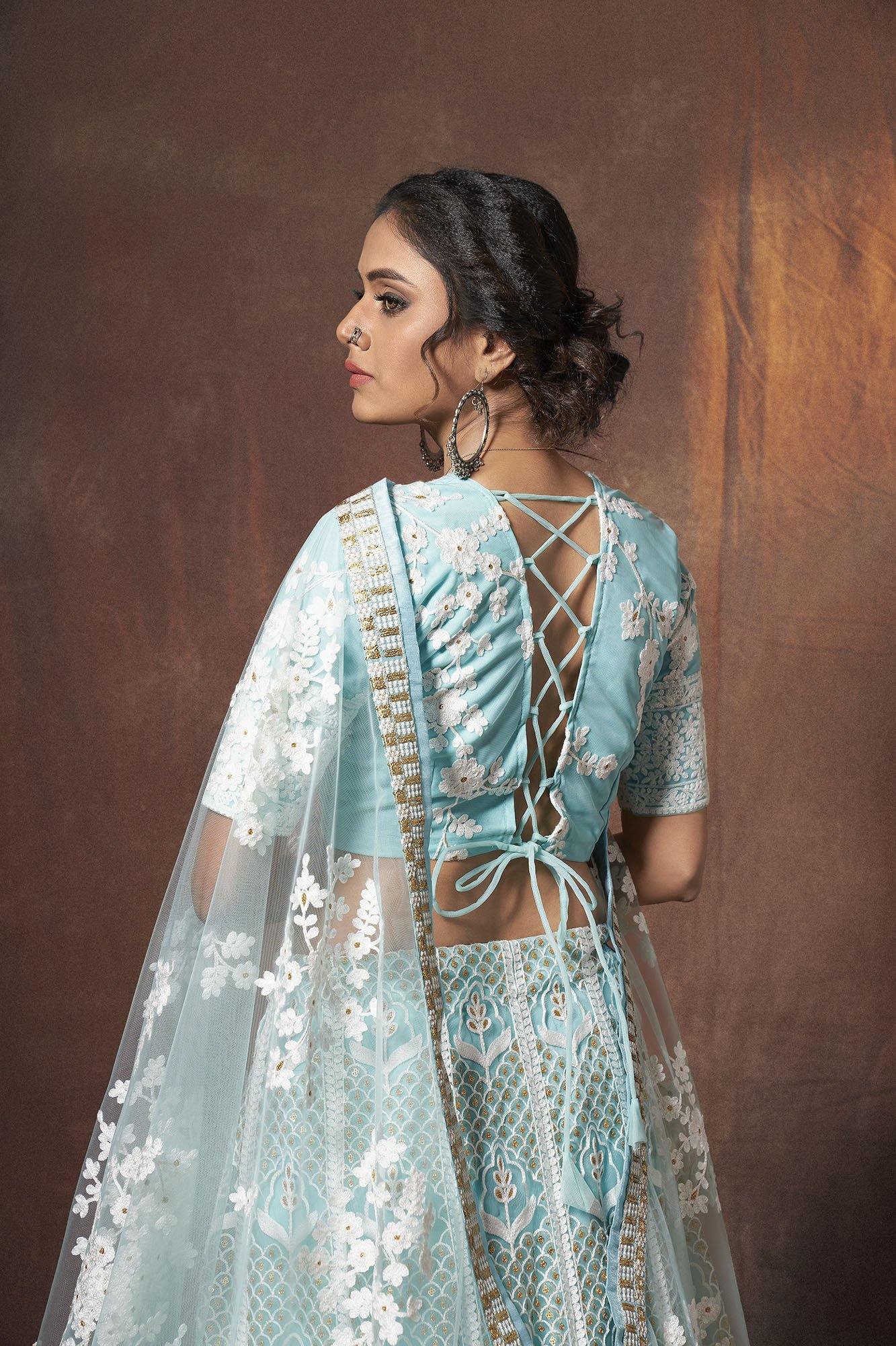 Baby Blue Sequins Work Lehenga