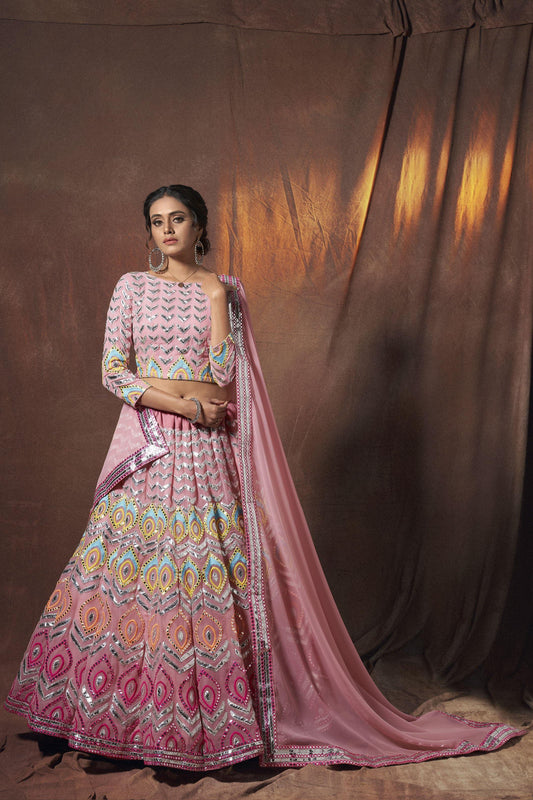 Multi Color Georgette Designer Lehenga