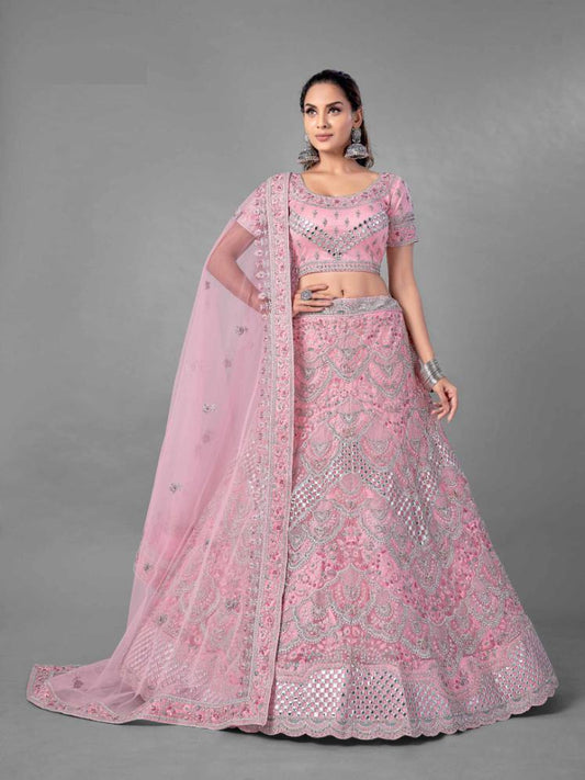 Pink Bridal Wear Lehenga Set - Glamou al