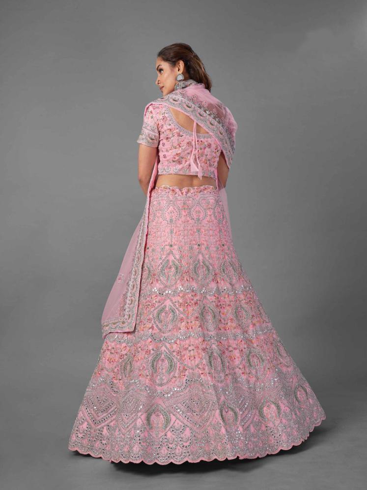 Pink Net Dori Thread Lehenga Choli - - Glamou al