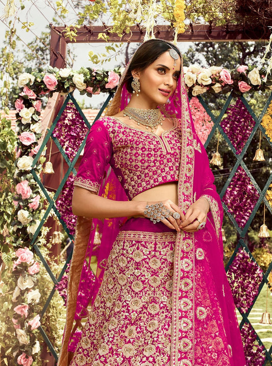 Pink Art Silk Bridal Lehenga Choli