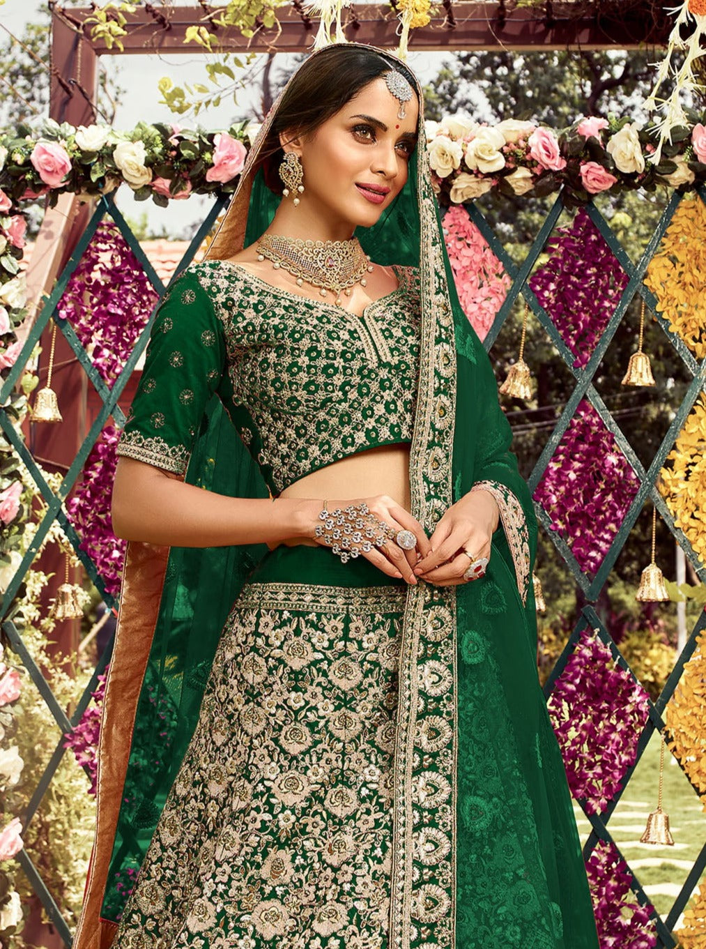 Green Art Silk Bridal Lehenga Choli