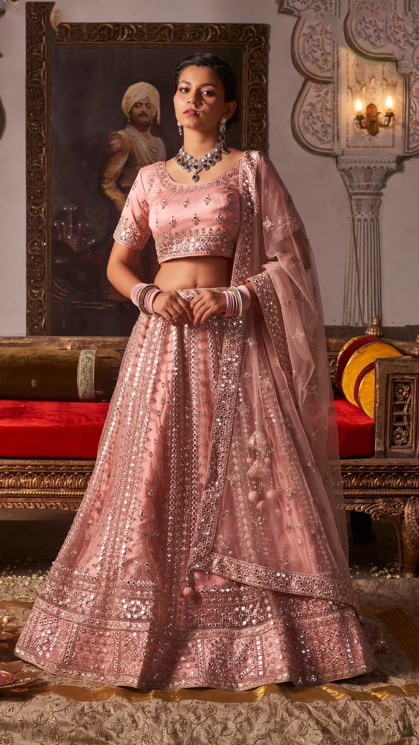 Pink Partywear Lehenga Choli for Engagement