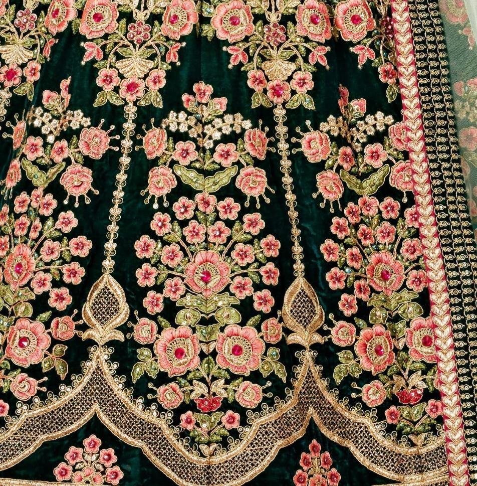 Green Heavy Bridal Wear Lehenga Choli