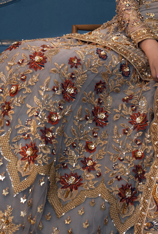 Grey Heavy Embroidered Lehenga Choli