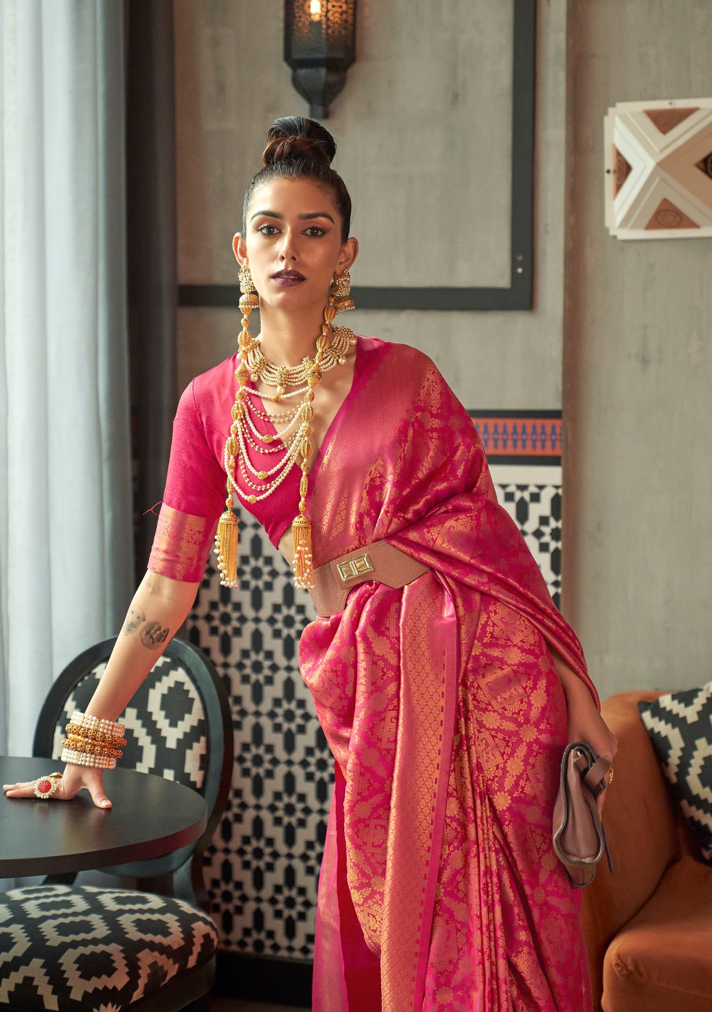 Pink Kanjivaram Silk Saree