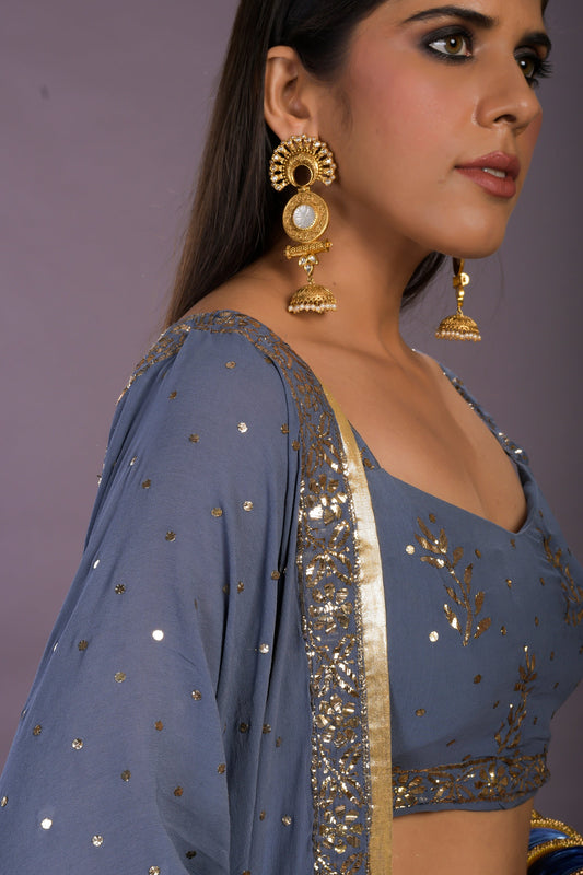 Grey Color Kamdhani Bridal Lehenga