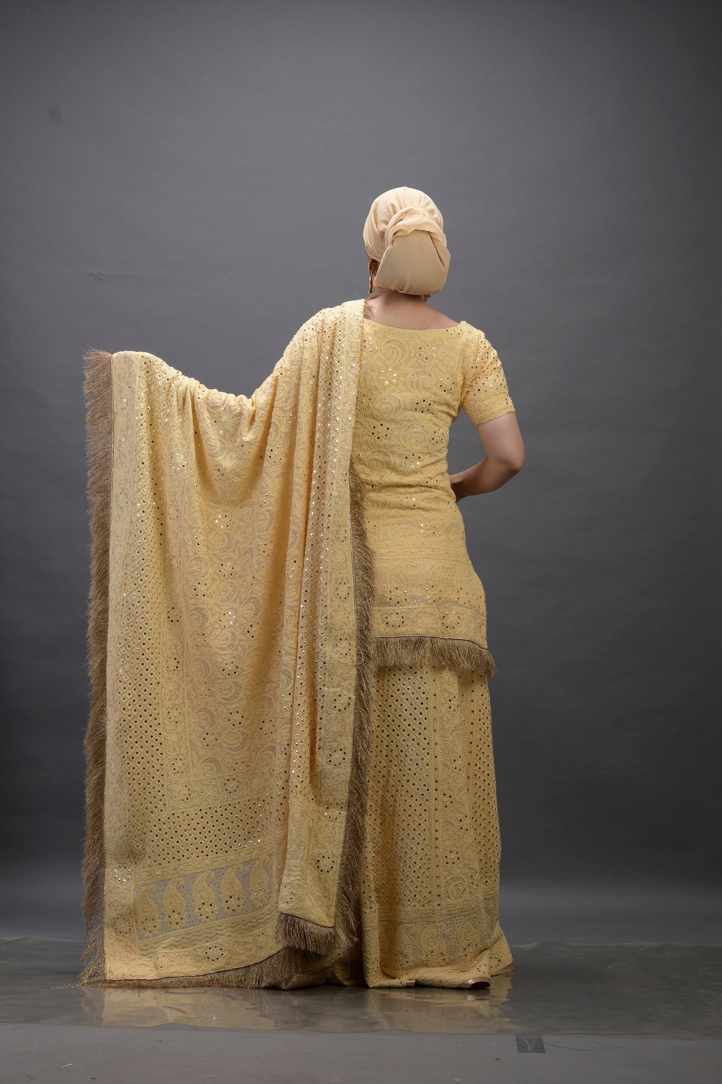 Yellow Chikankari Lehenga for Wedding Guest RD/2022/L603