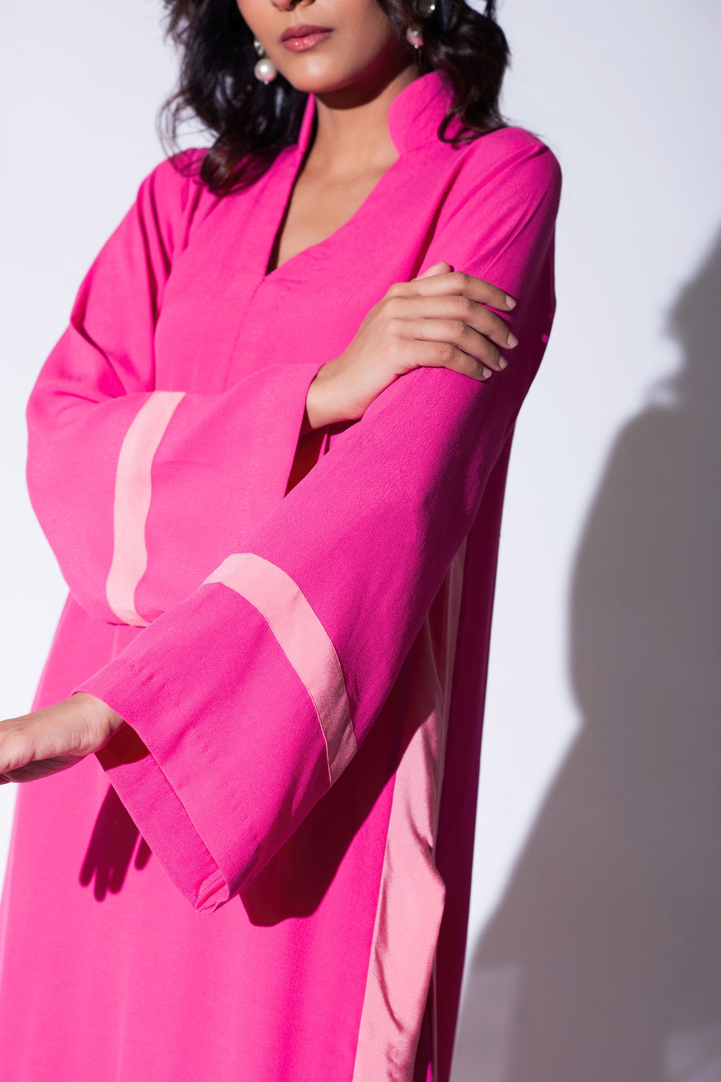 Dark Pink Color Crepe Kurta Set