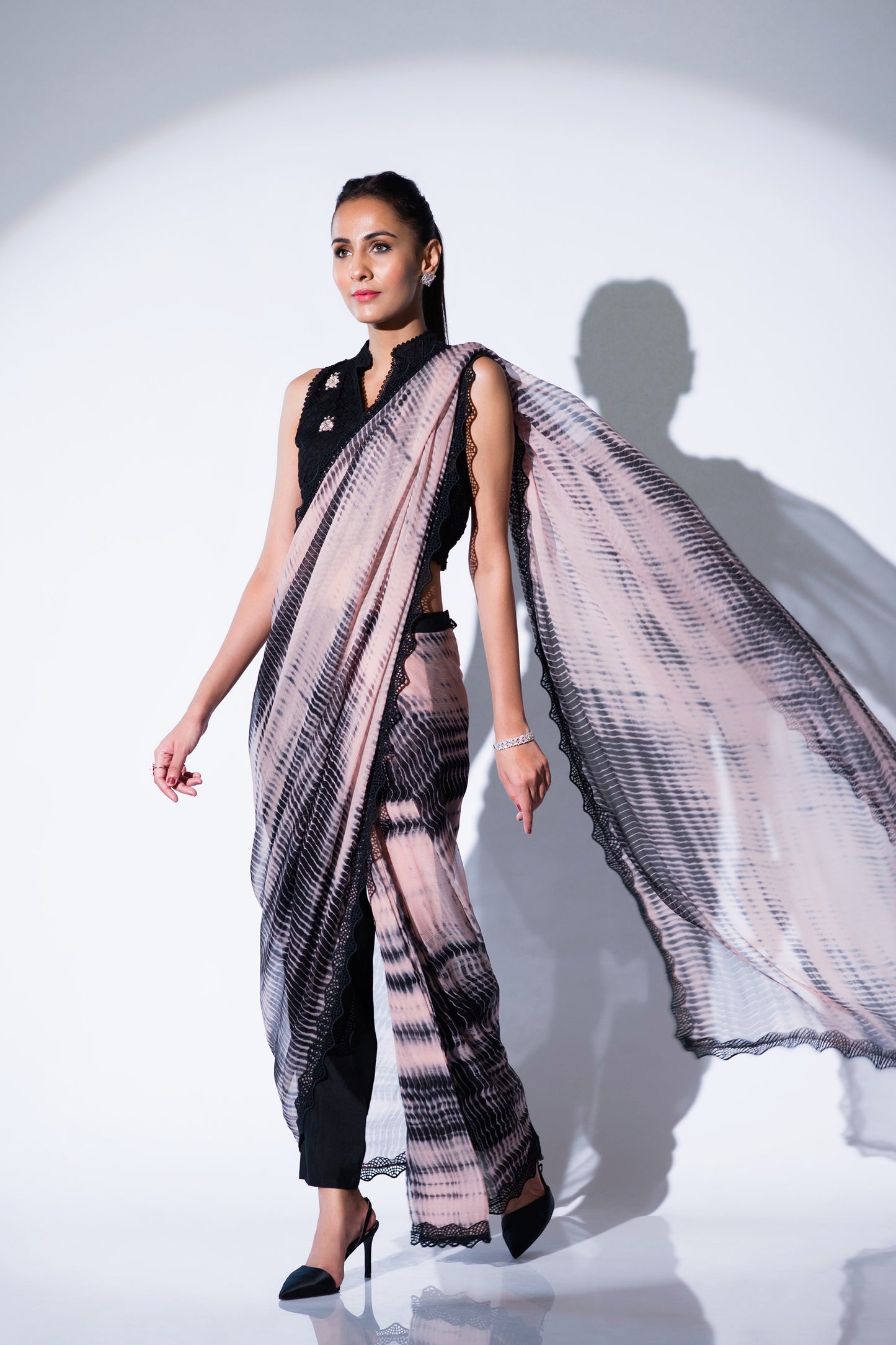 Black and Pink Saree for Cocktail Party