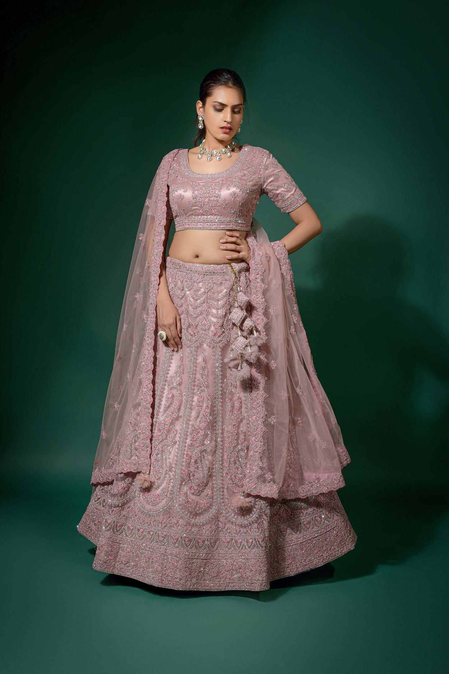 Alluring Purple Gazella Embroidered Lehenga Set