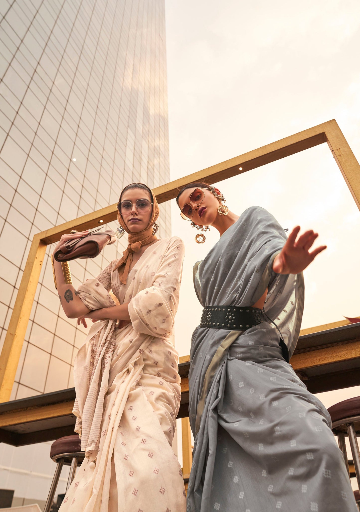 Off-White Koral Silk Saree