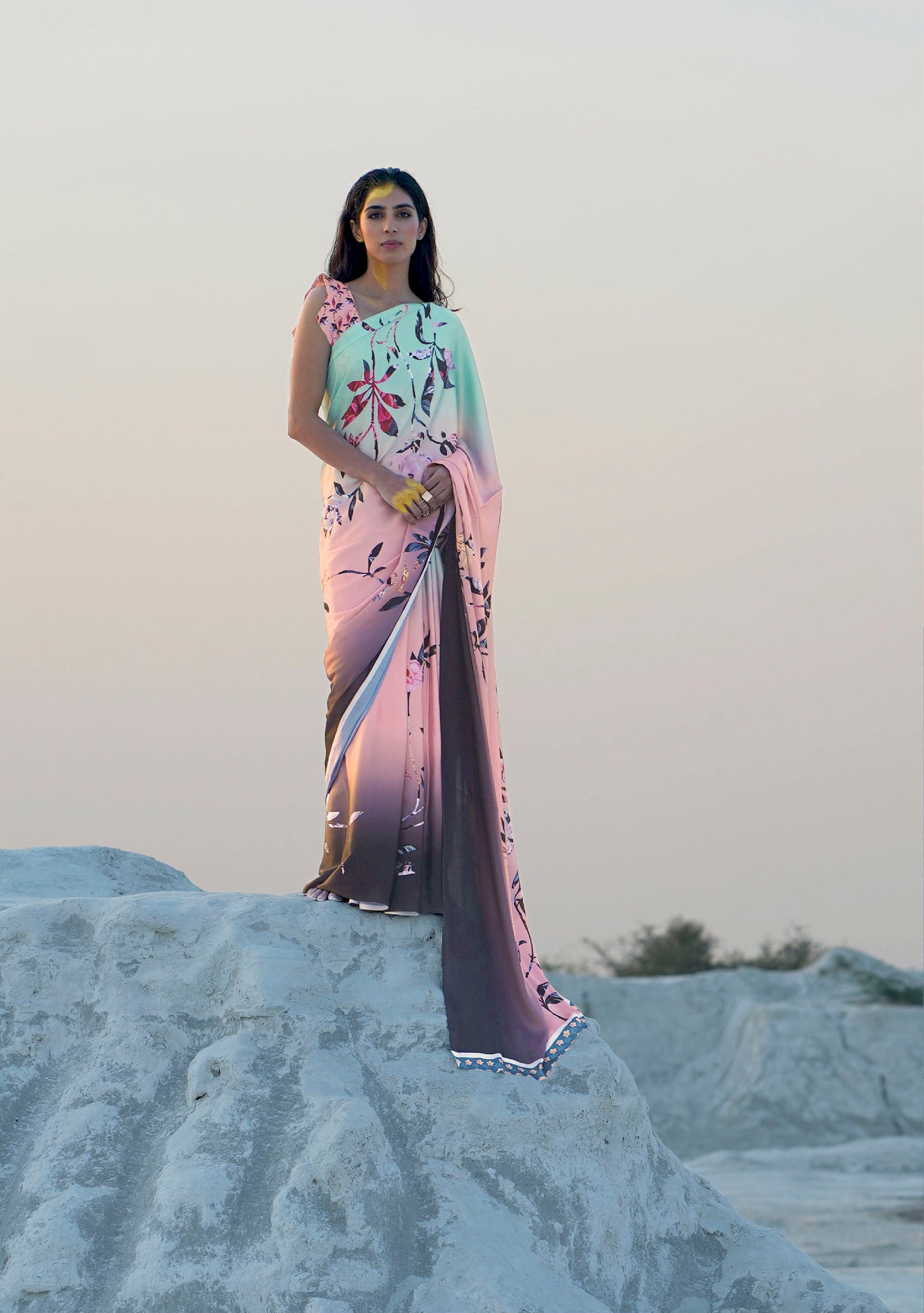 Pink Soft Silk Digital Printed Saree