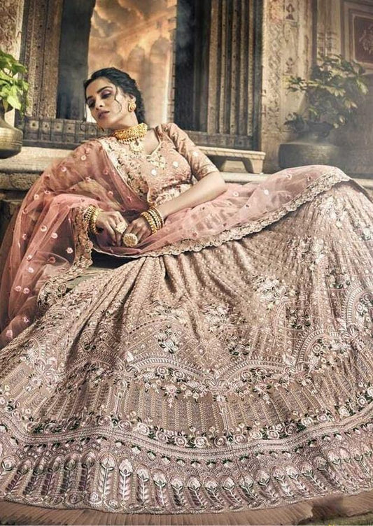 Rose Taupe Georgette Heavy Lehenga Choli-Women-Glamou al