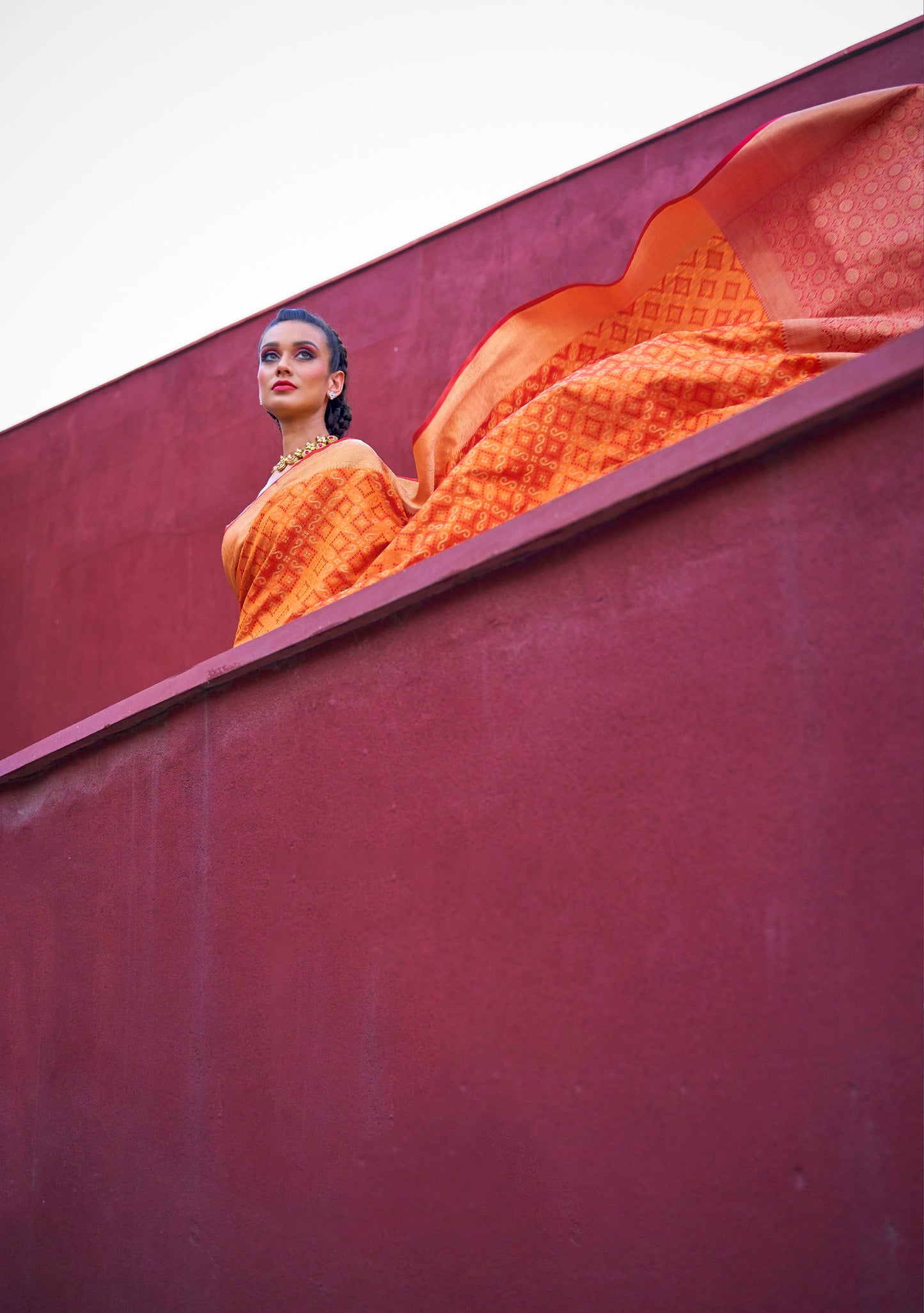 Orange Patola Zari Woven Silk Saree