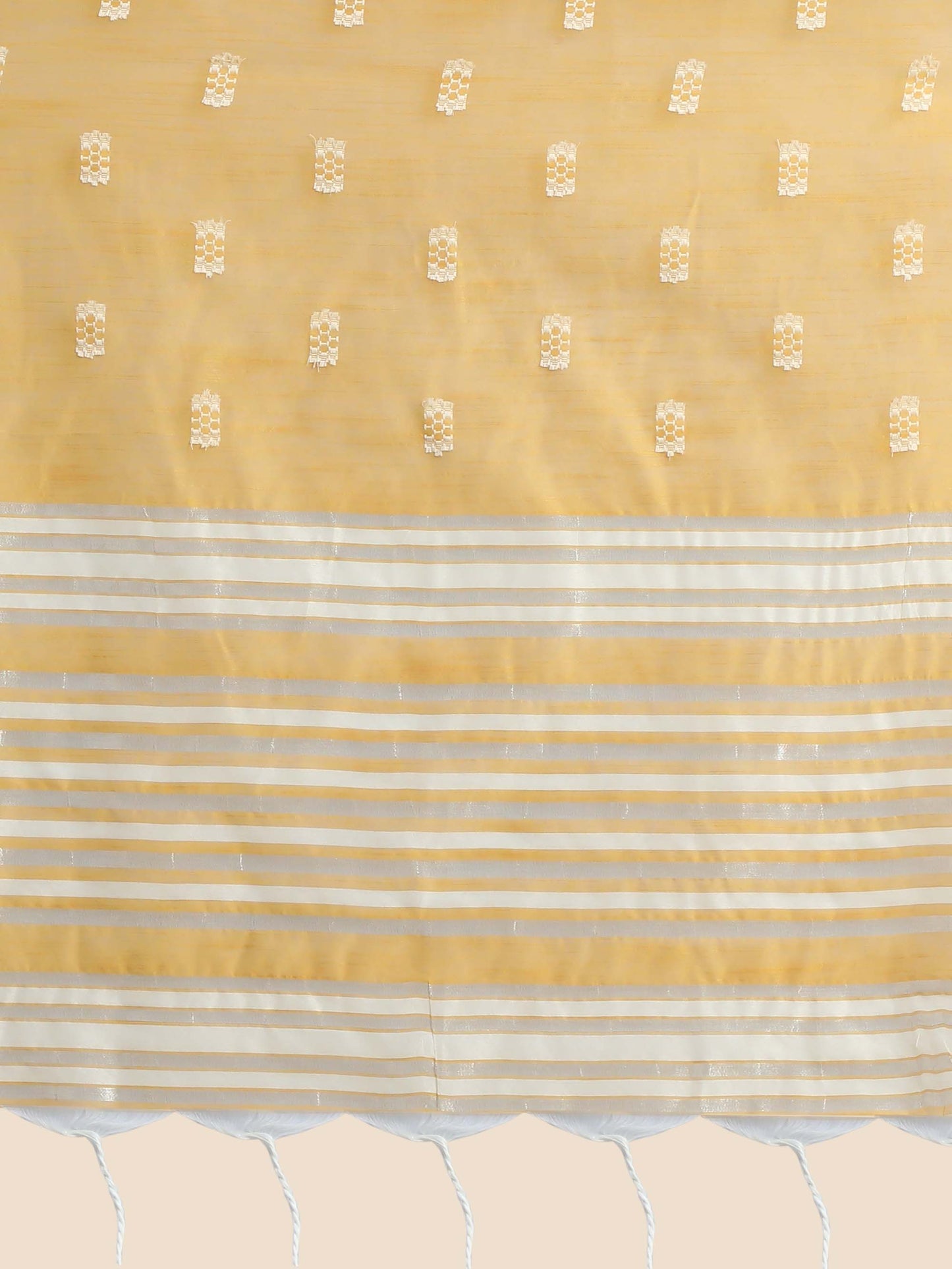 Mustard Chikankari Woven Lucknowi Cotton Saree