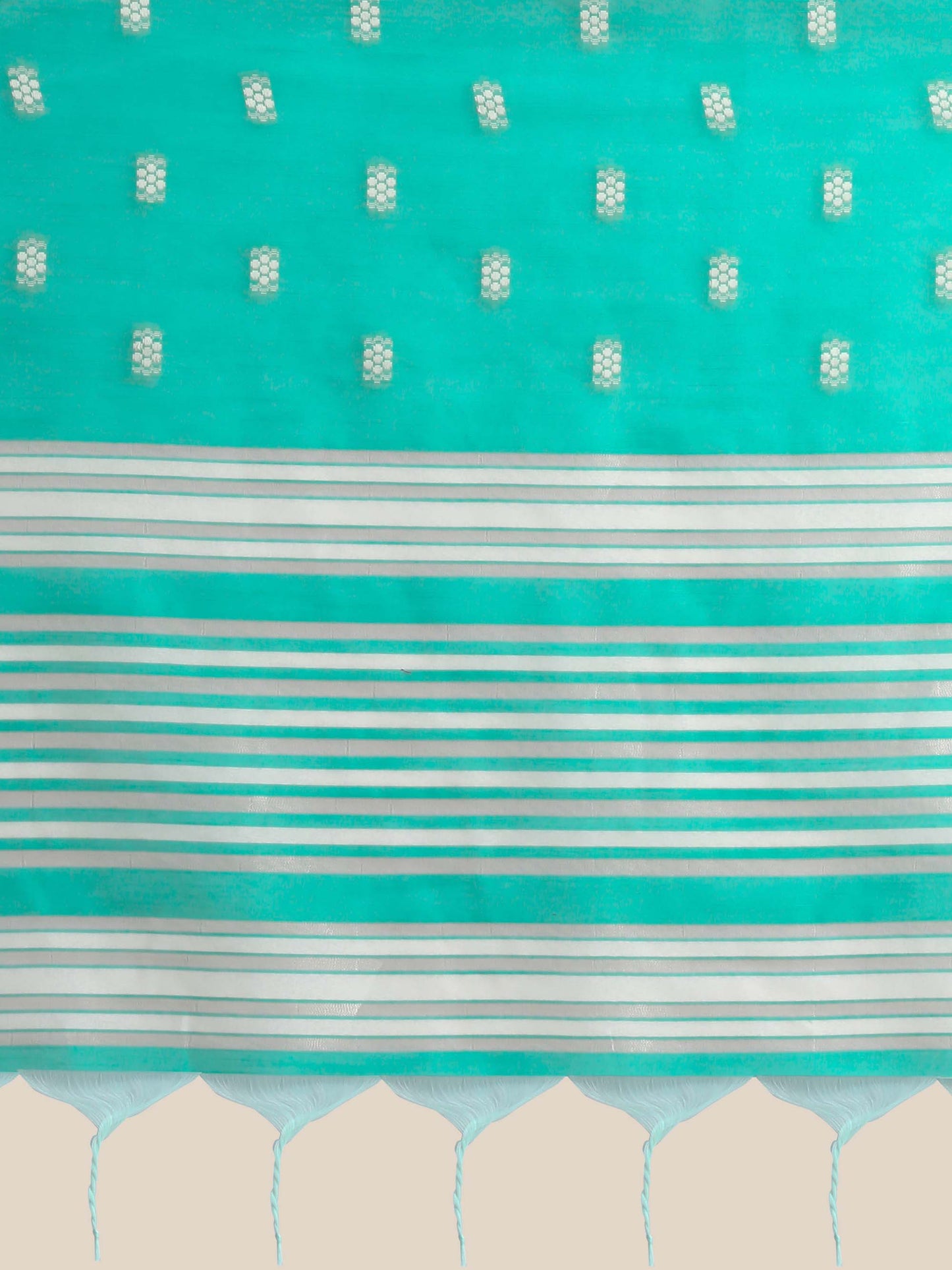 Sea Green Chikankari Woven Lucknowi Cotton Saree