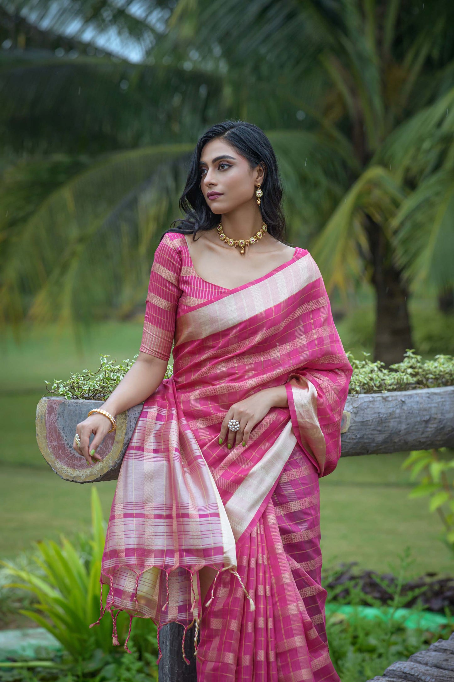 Rani Zari Woven Organza Saree