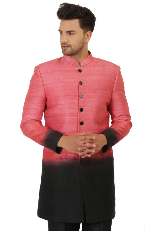 Onion Pink & black Indo Western with Pants