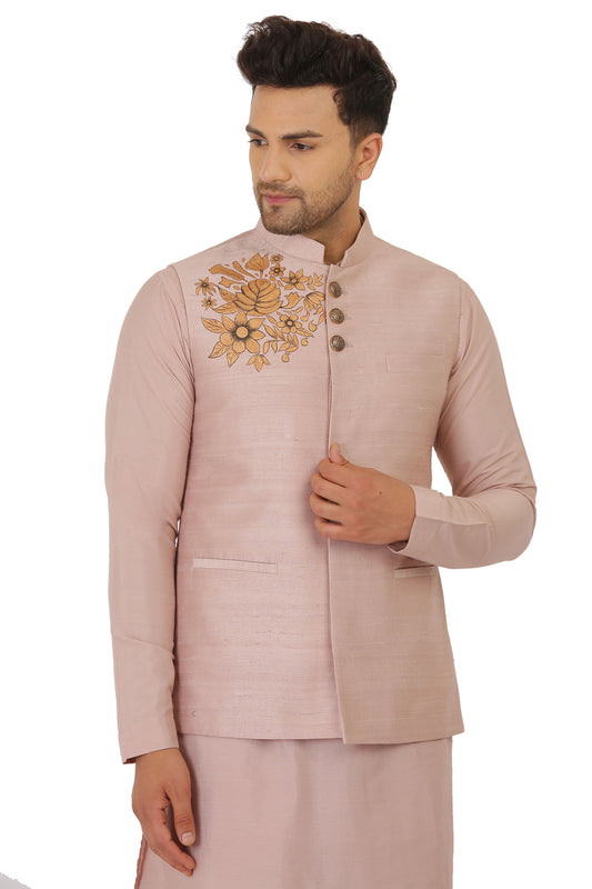 Pink Nehru Jacket with Kurta Churidaar