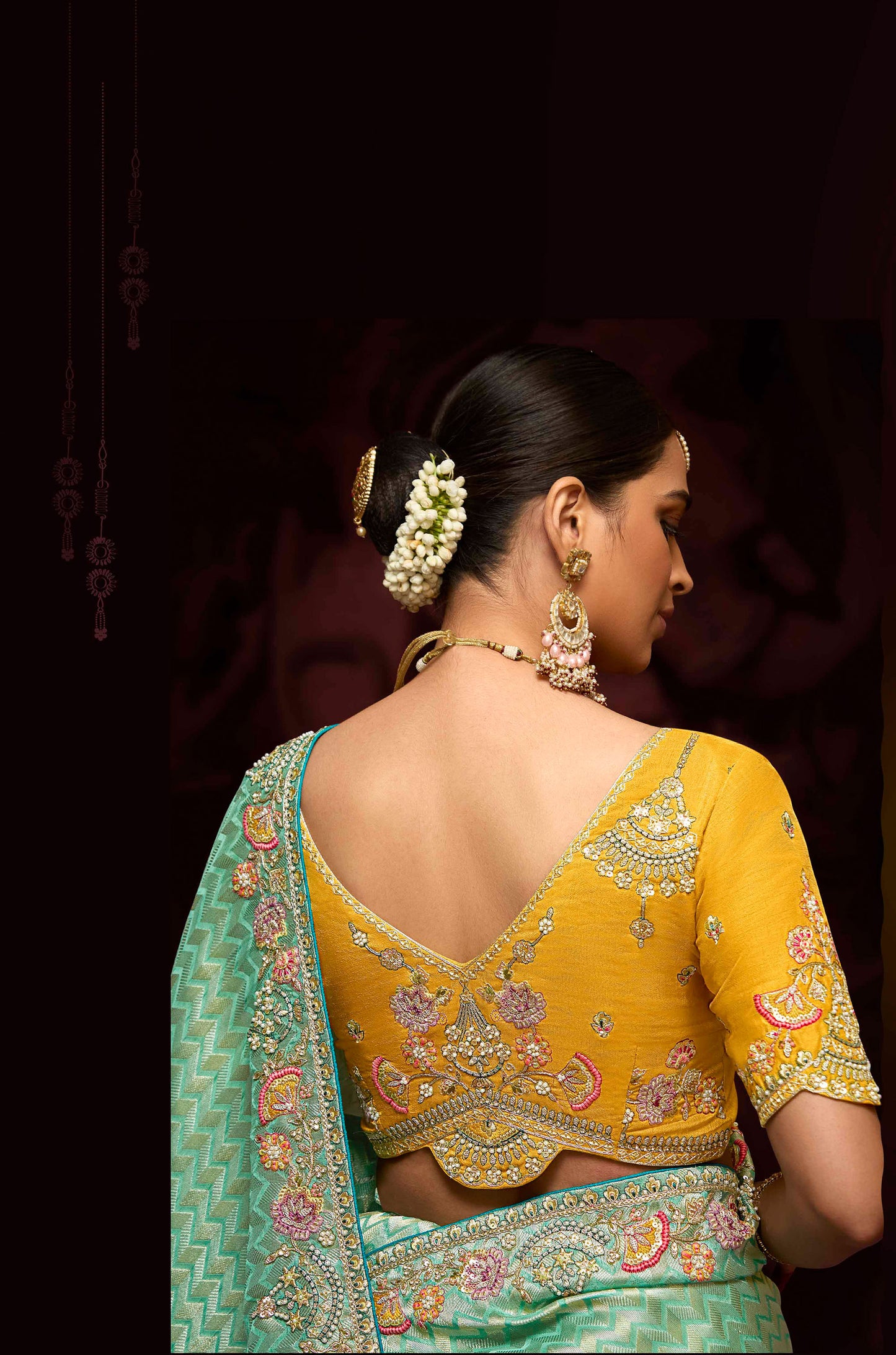 Mint Green Banarasi Zari Woven Prasang Wedding Saree