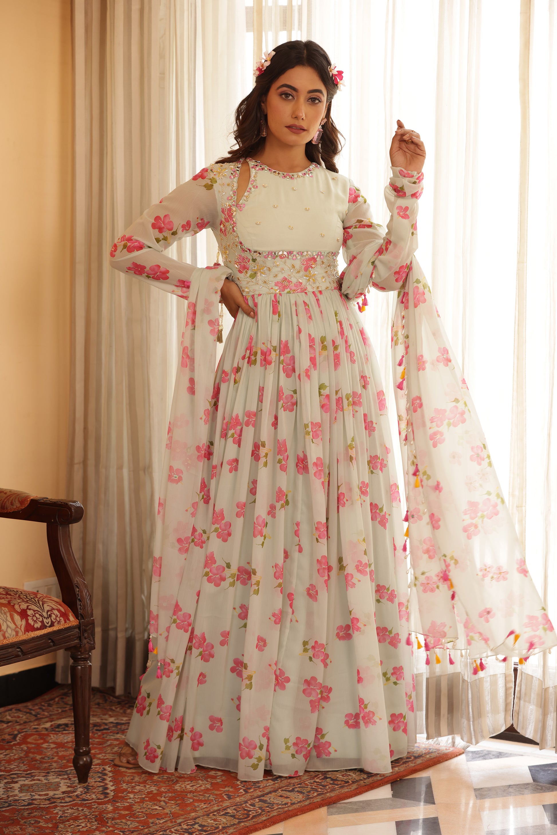 lily Chiffon anarkali set for wedding guests – Mohi fashion
