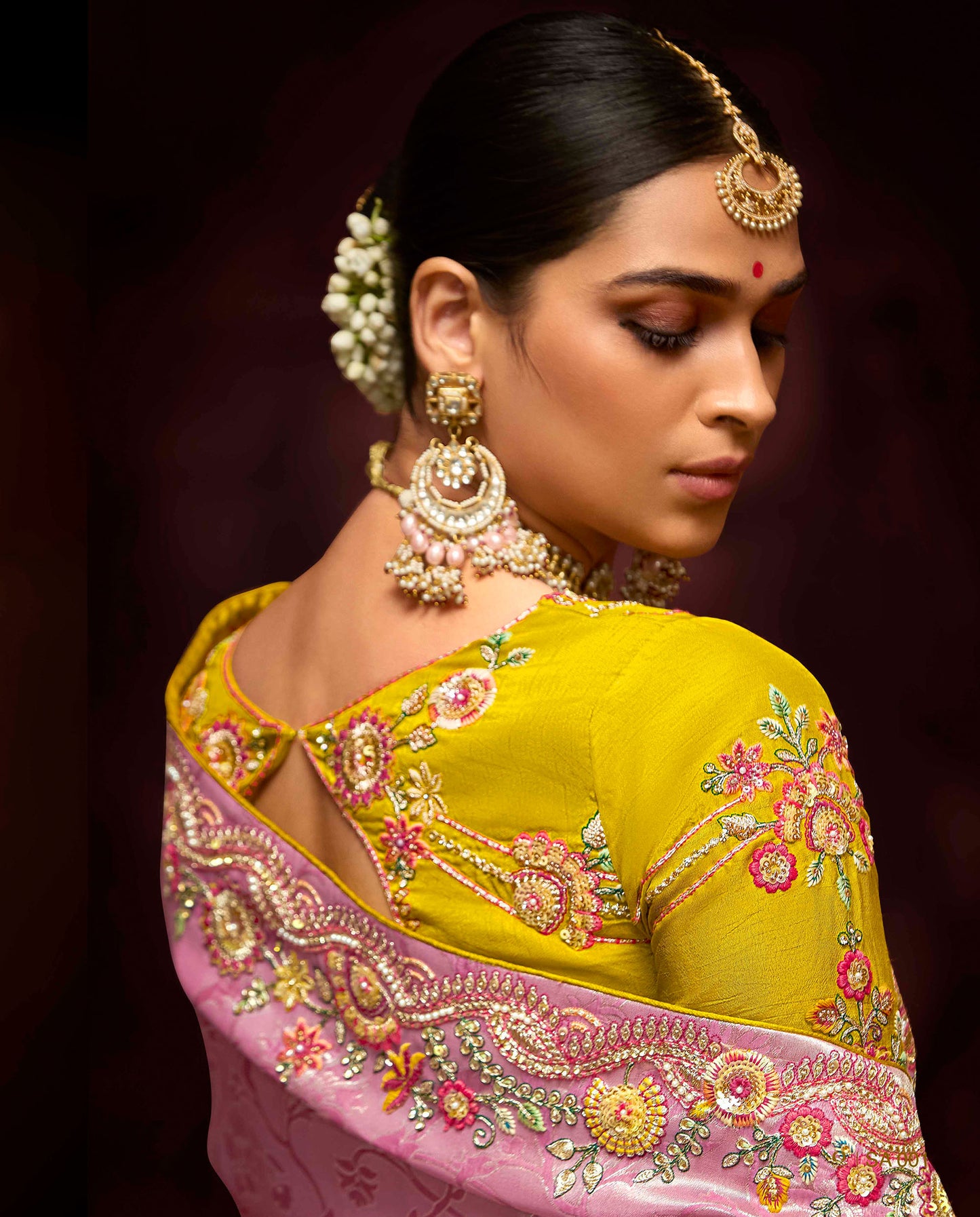 Pink Banarasi Zari Woven Prasang Wedding Saree