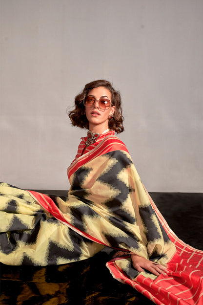 Olive Green Khimsaar Spun Handloom Saree