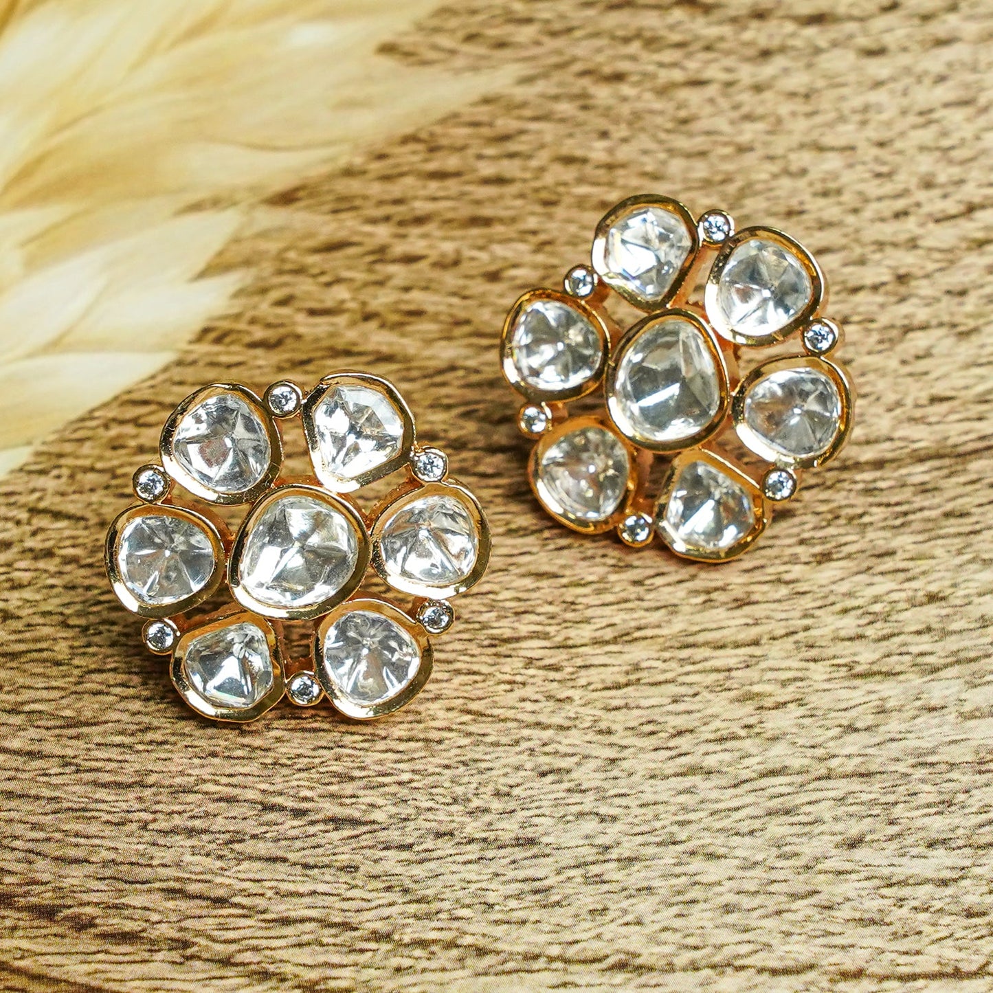Zevar Club 12K Gold-Plated Statement Flower Shaped Studs