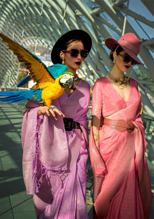 Pink Kakuna Katan Silk Handloom Saree