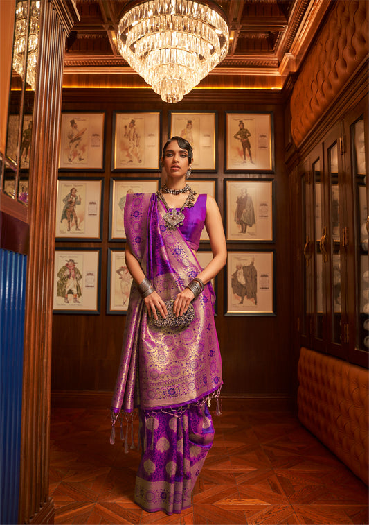 Violet Kosmic Silk Handloom Saree